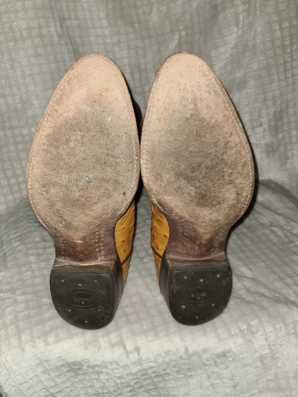 Classic Mens Bona Allen Two-Tone Ostrich Western Boots - Brown & Tan Size 8 1/2D - Picture 12 of 14